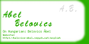 abel belovics business card